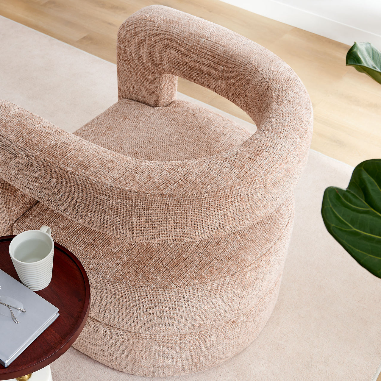 Coco Chenille Accent Chair, Peach