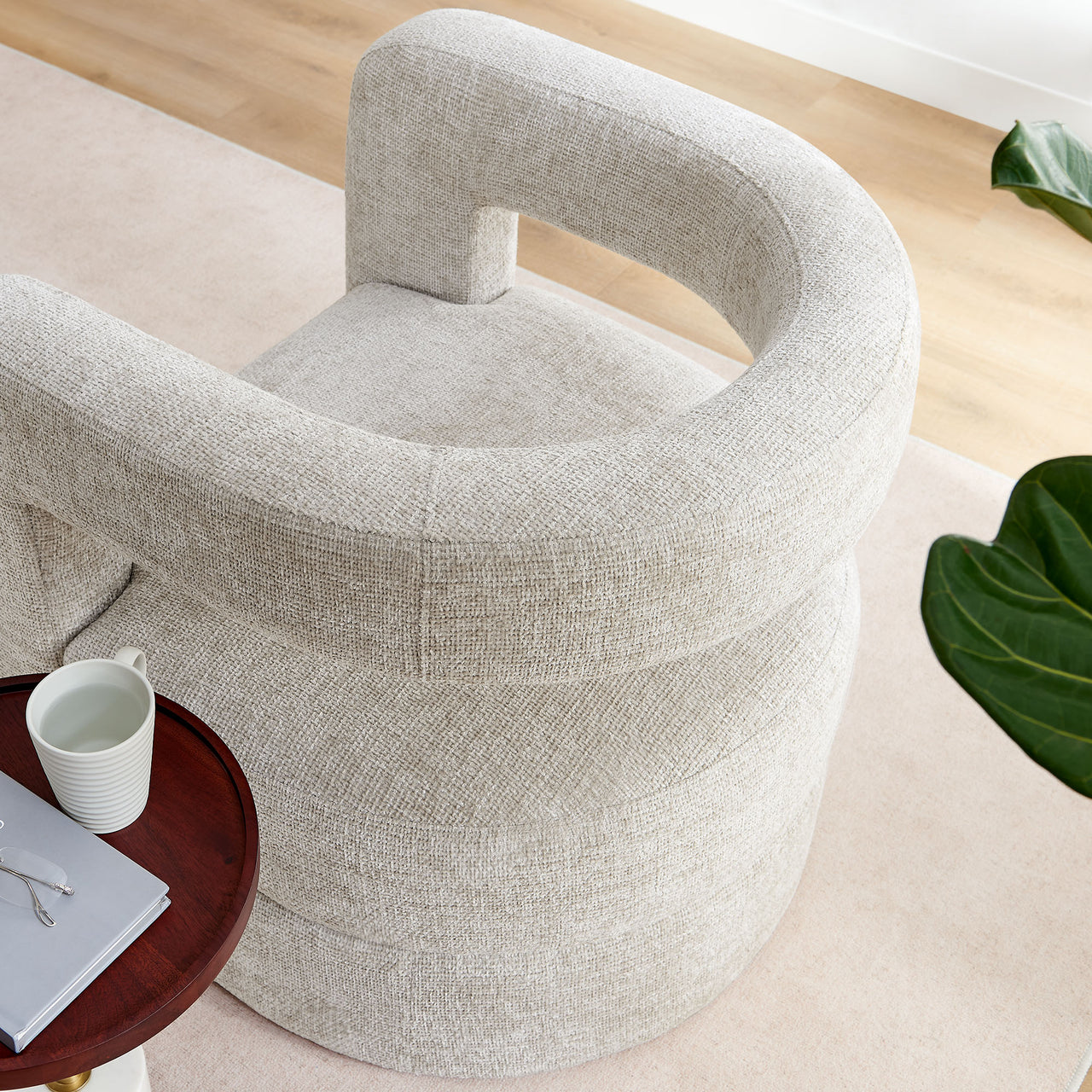 Coco Chenille Accent Chair, Light Gray