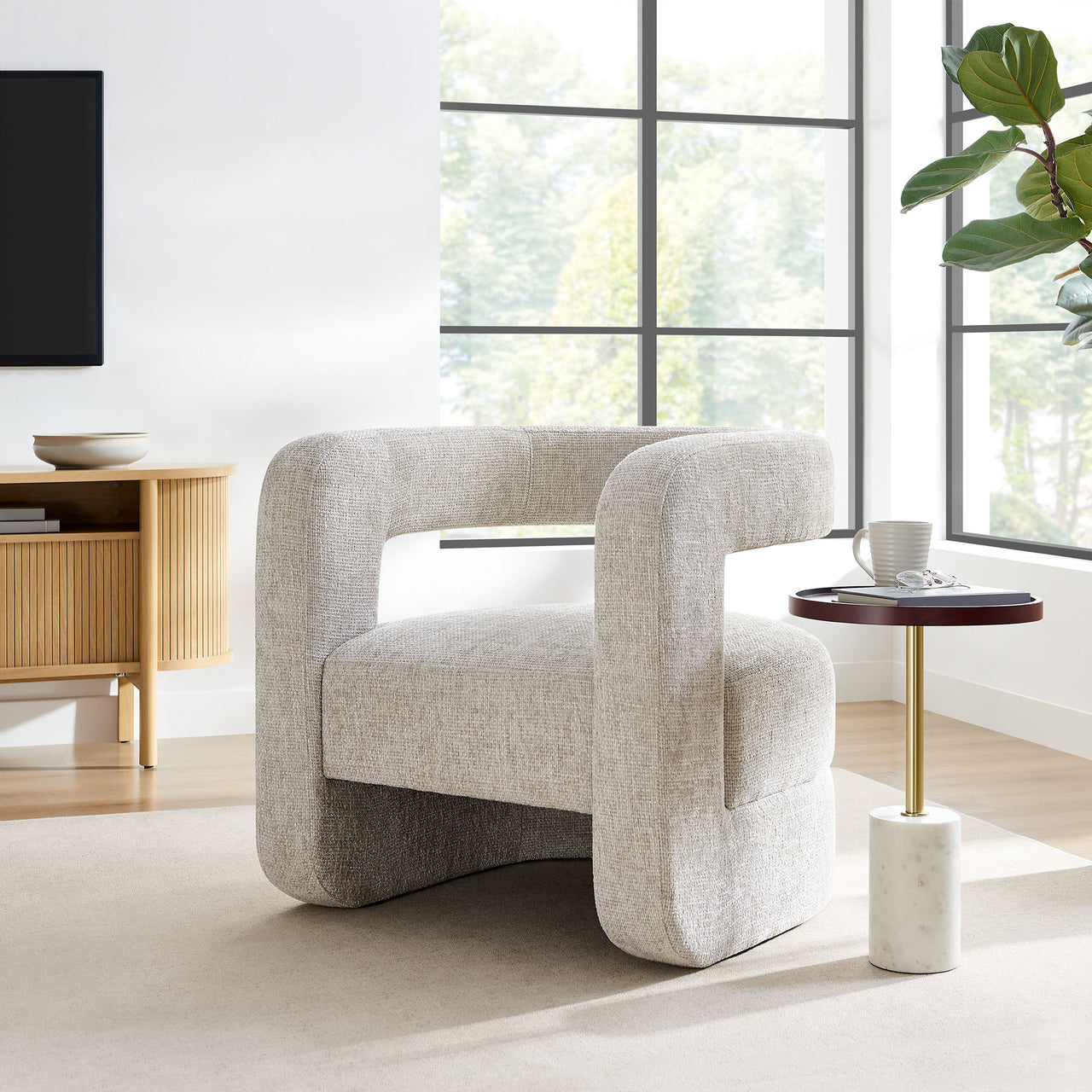 Coco Chenille Accent Chair, Light Gray