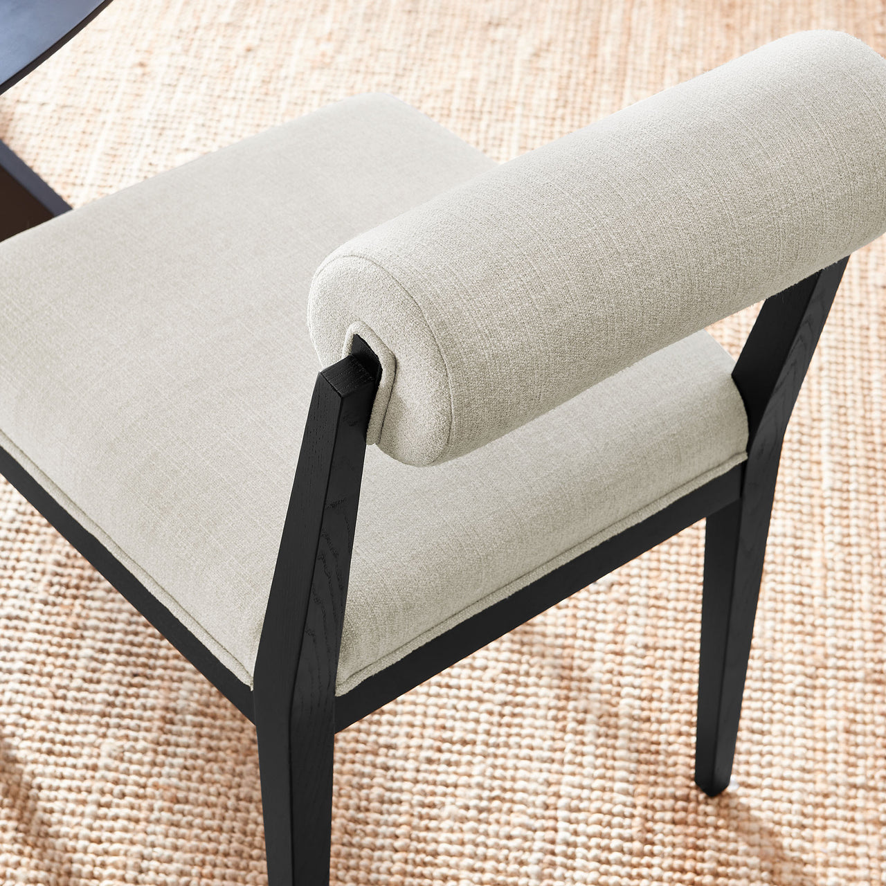 Nautilus Fabric Dining Chair, Linen & Black