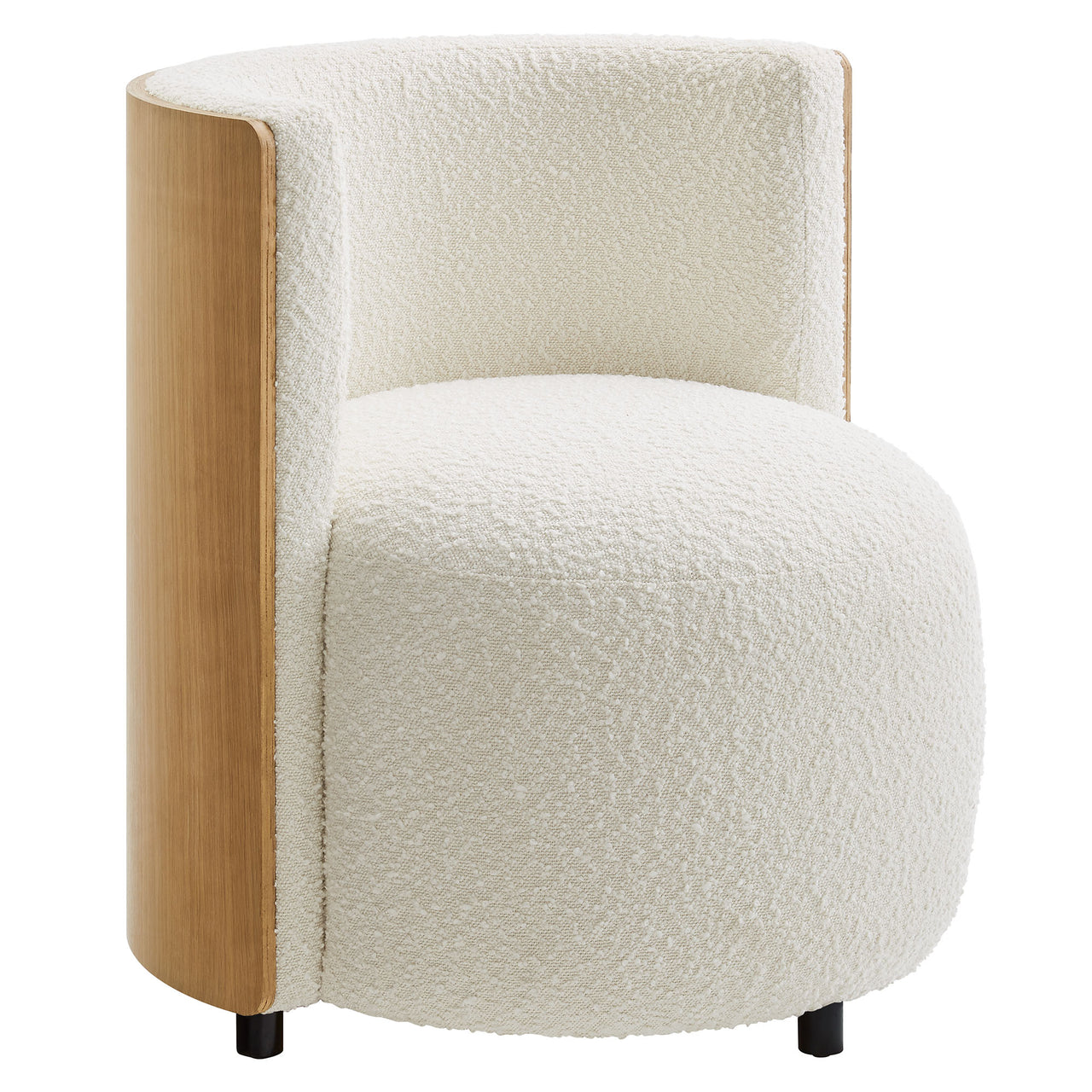 Calriane Boucle Accent Chair, Natural Wood & Ivory