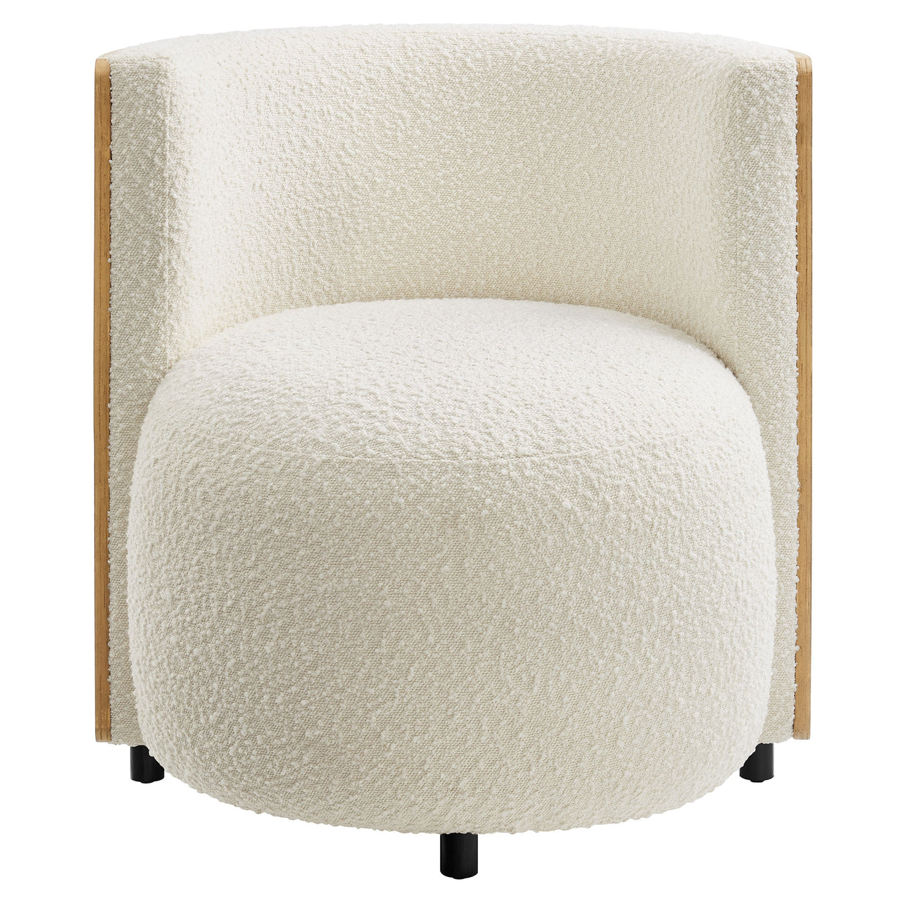 Calriane Boucle Accent Chair, Natural Wood & Ivory