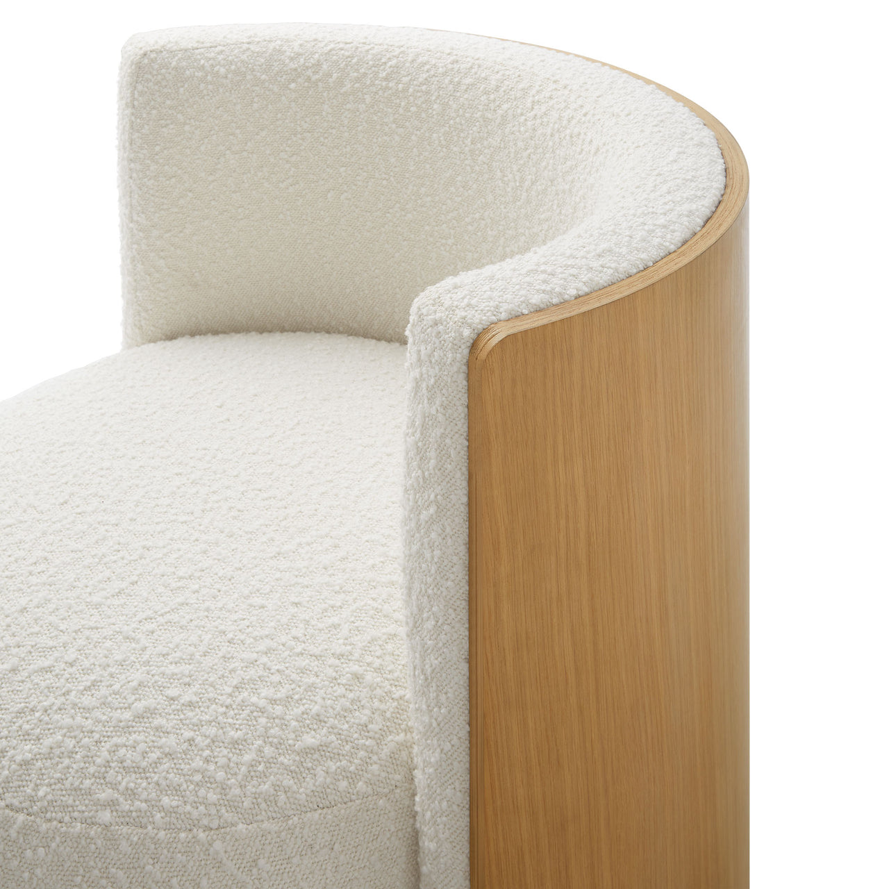 Calriane Boucle Accent Chair, Natural Wood & Ivory