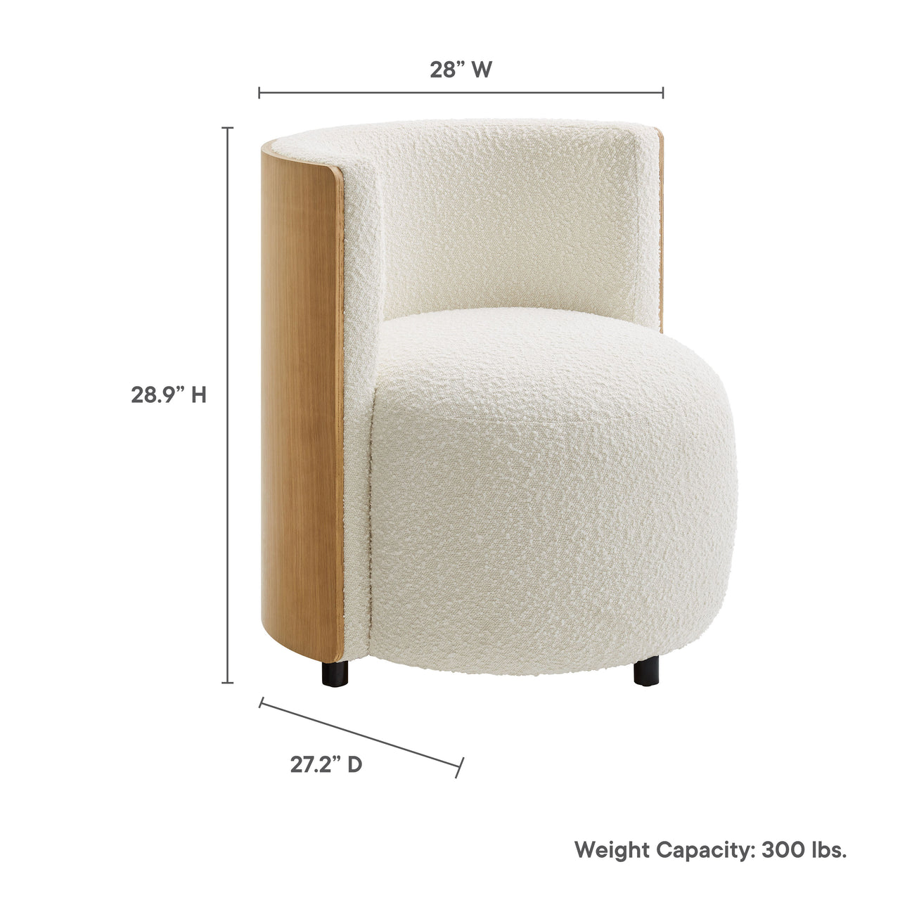 Calriane Boucle Accent Chair, Natural Wood & Ivory