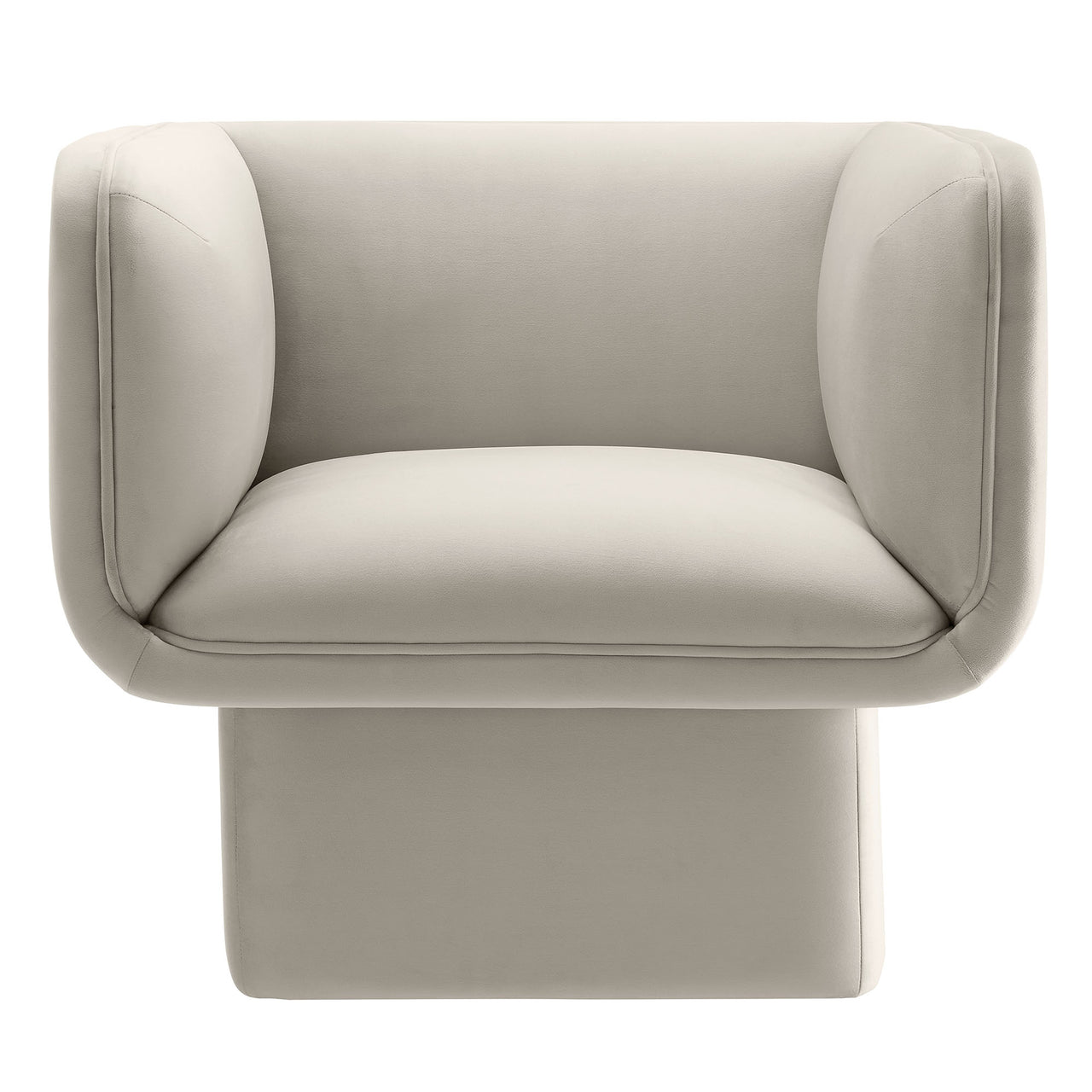 Quadrant Upholstered Velvet Accent Chair, Almond