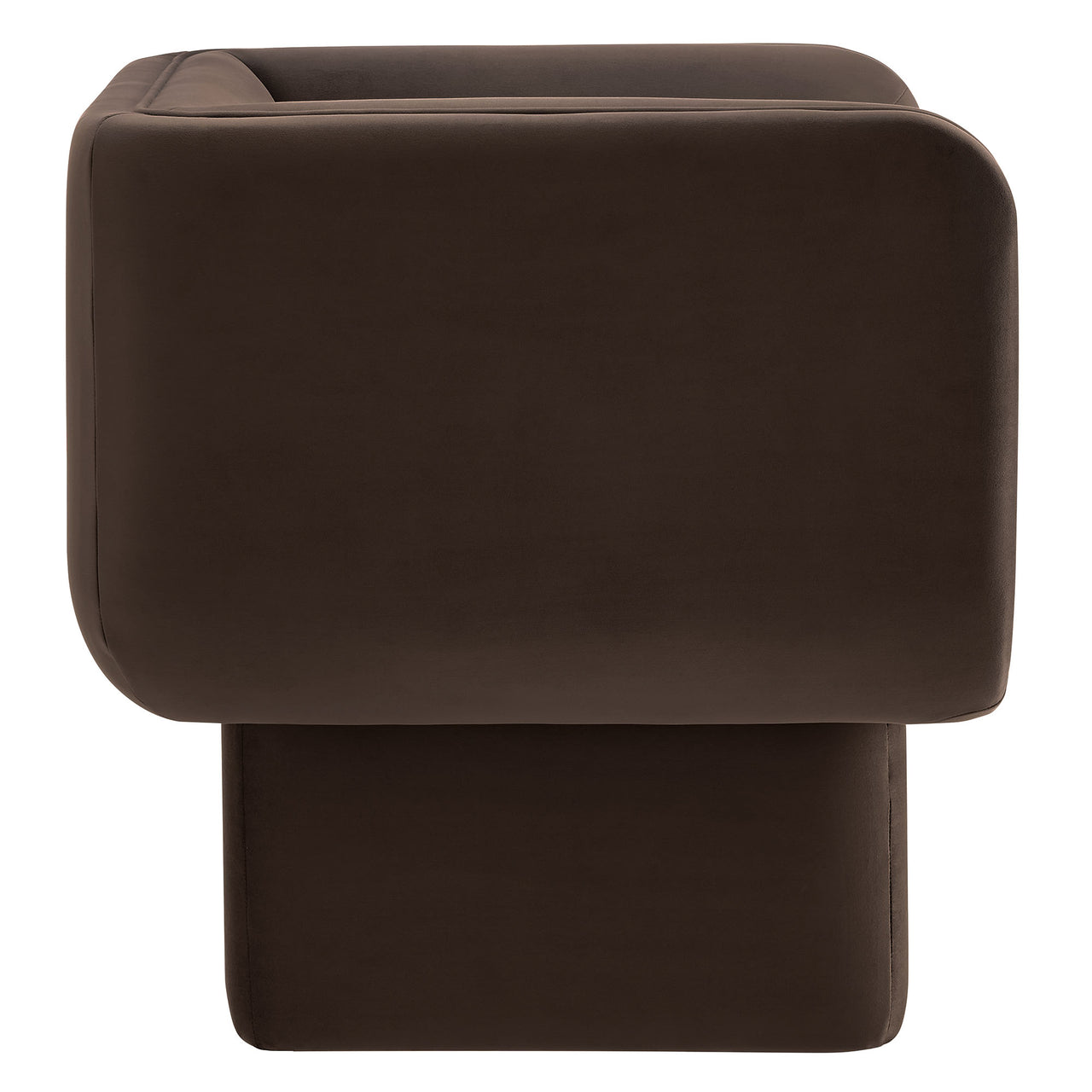 Quadrant Upholstered Velvet Accent Chair, Chocolate Brown
