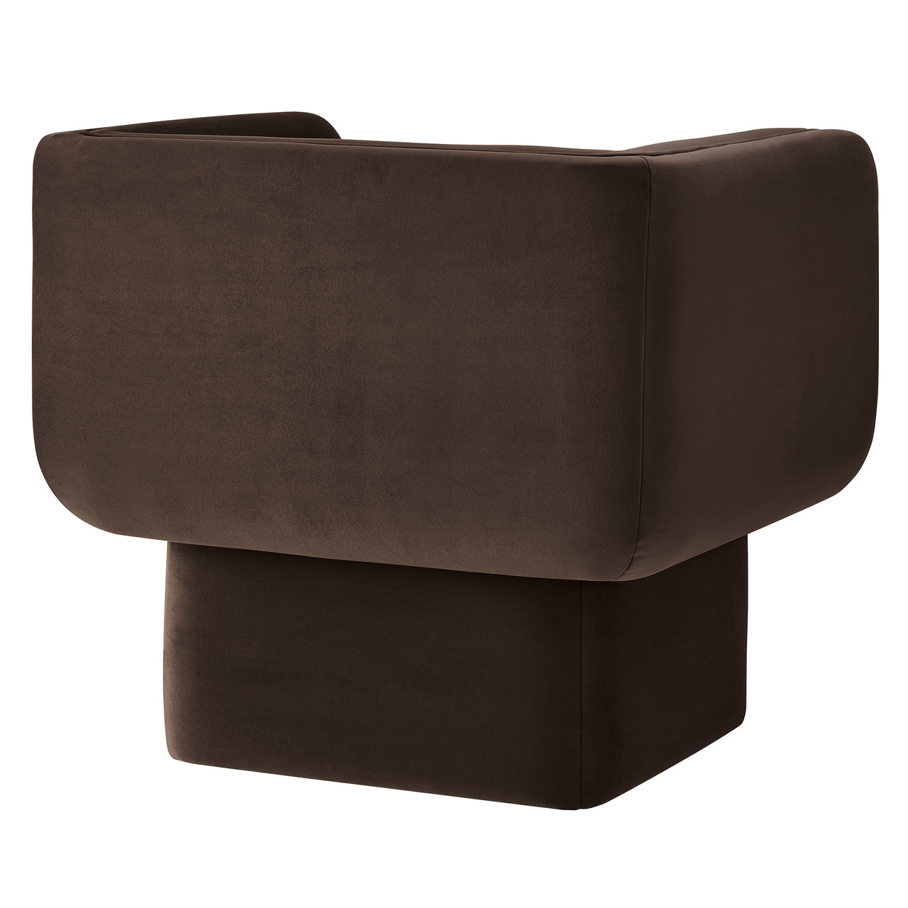 Quadrant Upholstered Velvet Accent Chair, Chocolate Brown