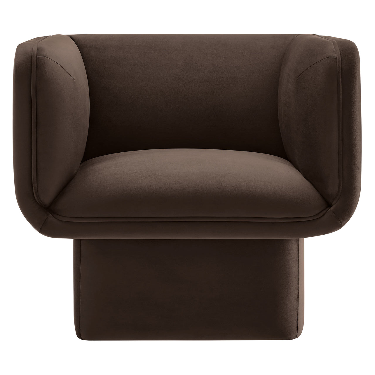 Quadrant Upholstered Velvet Accent Chair, Chocolate Brown