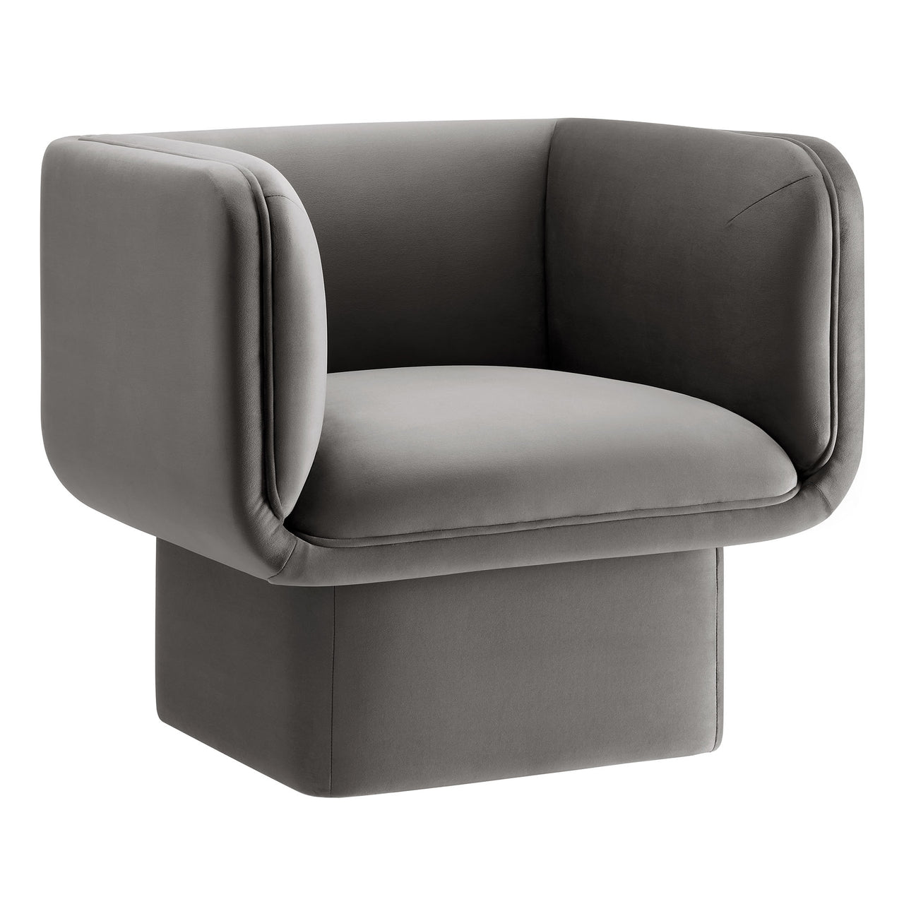 Quadrant Upholstered Velvet Accent Chair, Charcoal