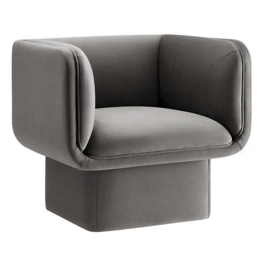 Quadrant Upholstered Velvet Accent Chair, Charcoal