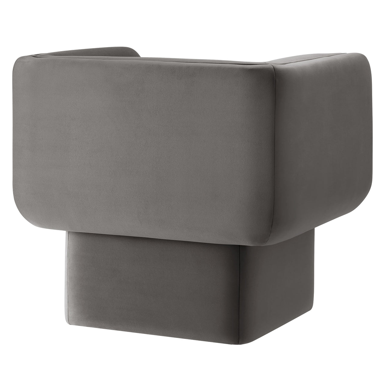 Quadrant Upholstered Velvet Accent Chair, Charcoal