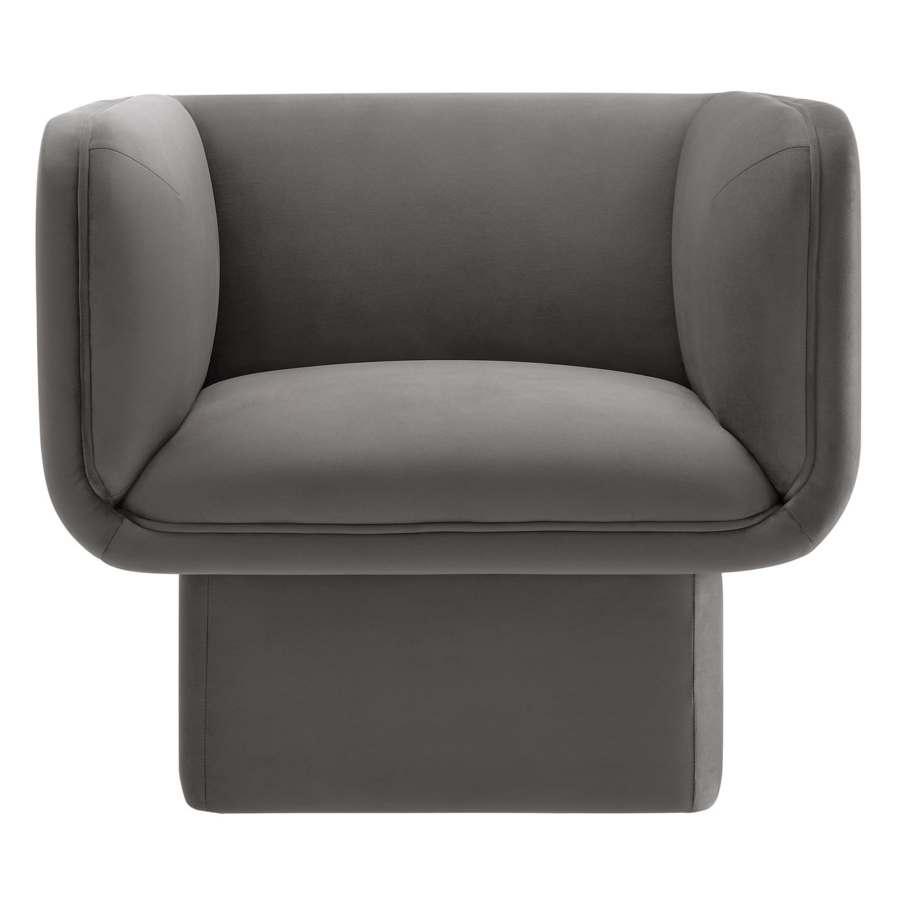 Quadrant Upholstered Velvet Accent Chair, Charcoal