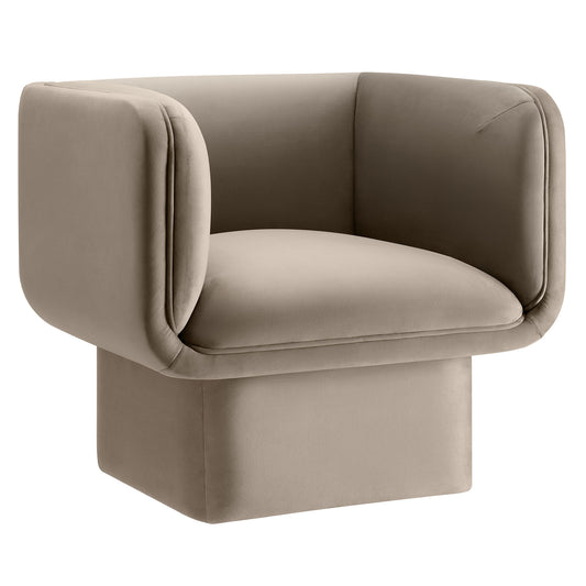 Quadrant Upholstered Velvet Accent Chair, Taupe