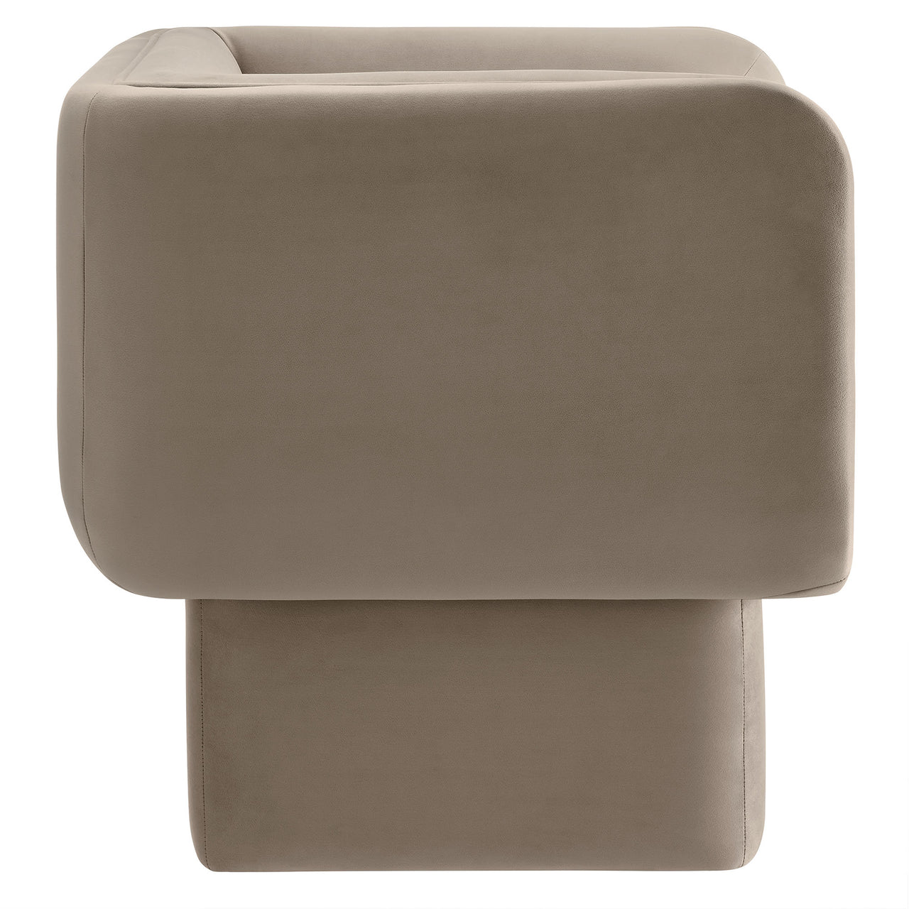 Quadrant Upholstered Velvet Accent Chair, Taupe