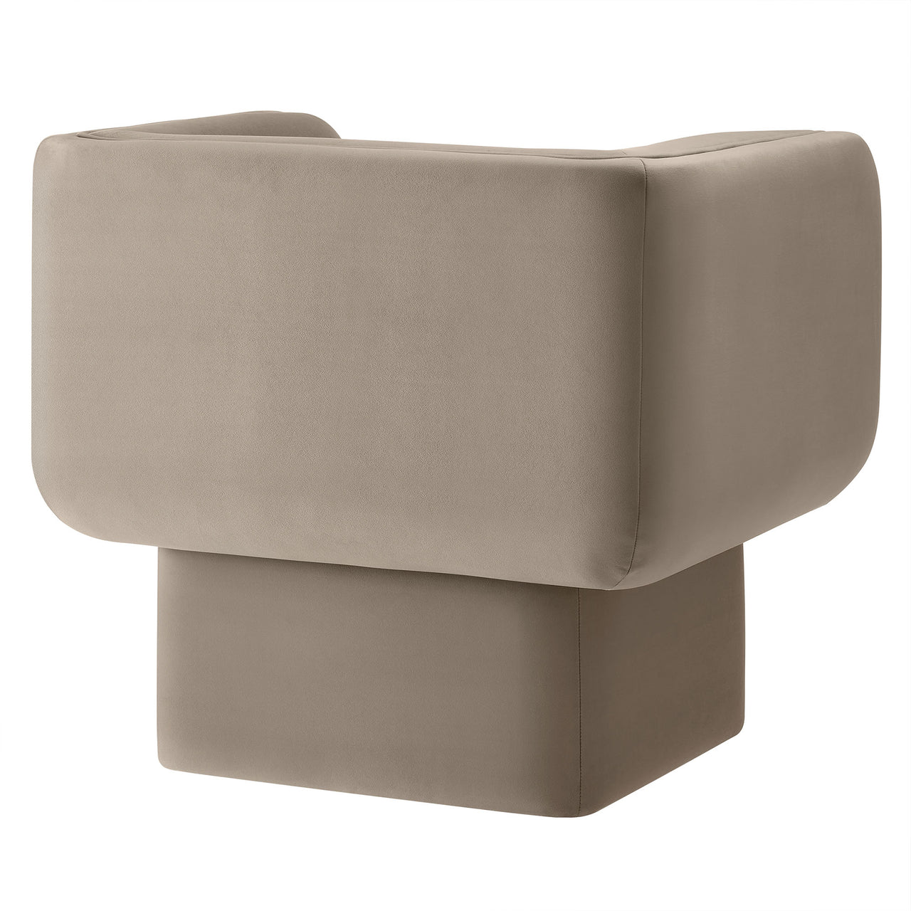 Quadrant Upholstered Velvet Accent Chair, Taupe