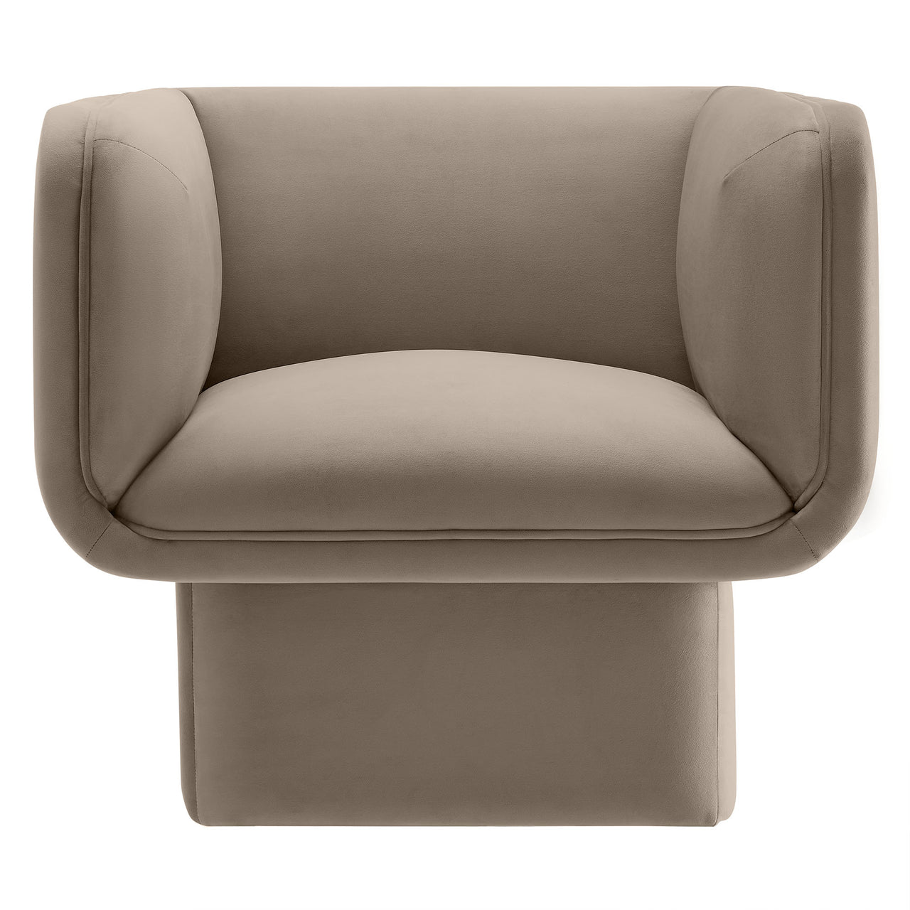 Quadrant Upholstered Velvet Accent Chair, Taupe