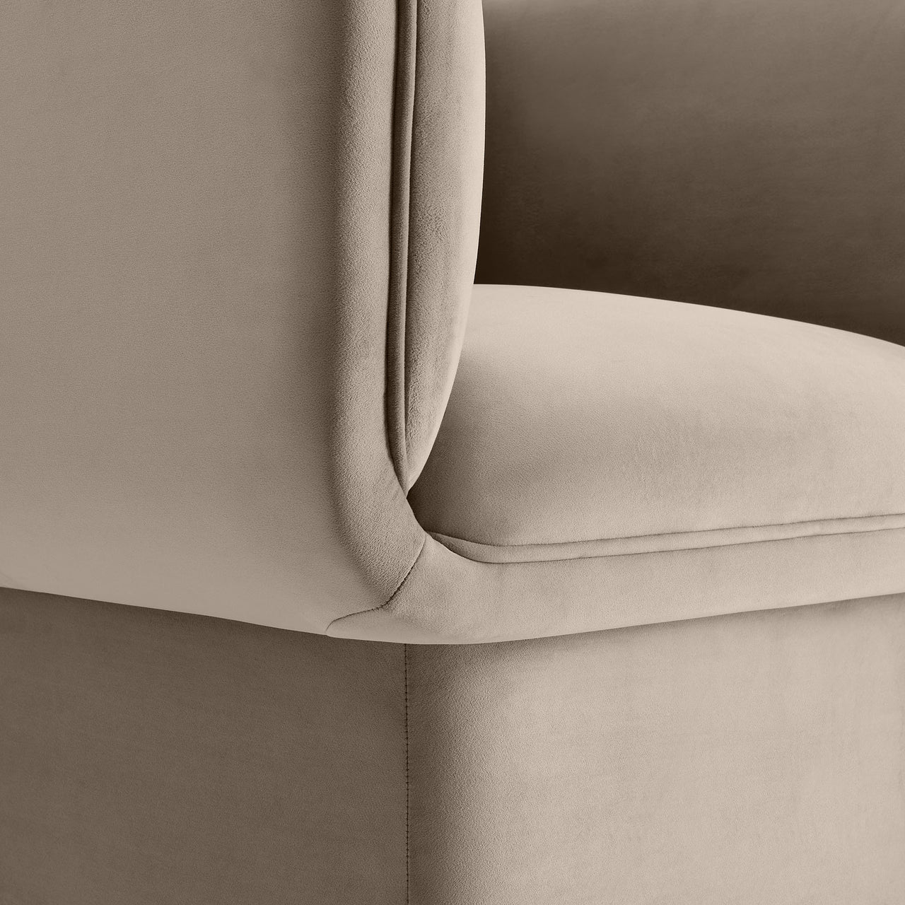 Quadrant Upholstered Velvet Accent Chair, Taupe