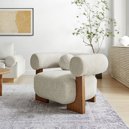 Shepherd Boucle Accent Chair, Ivory