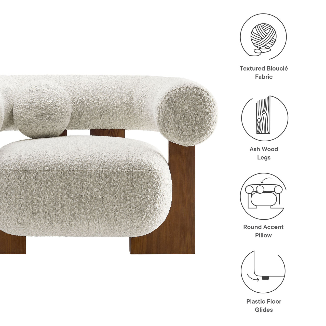Shepherd Boucle Accent Chair, Ivory