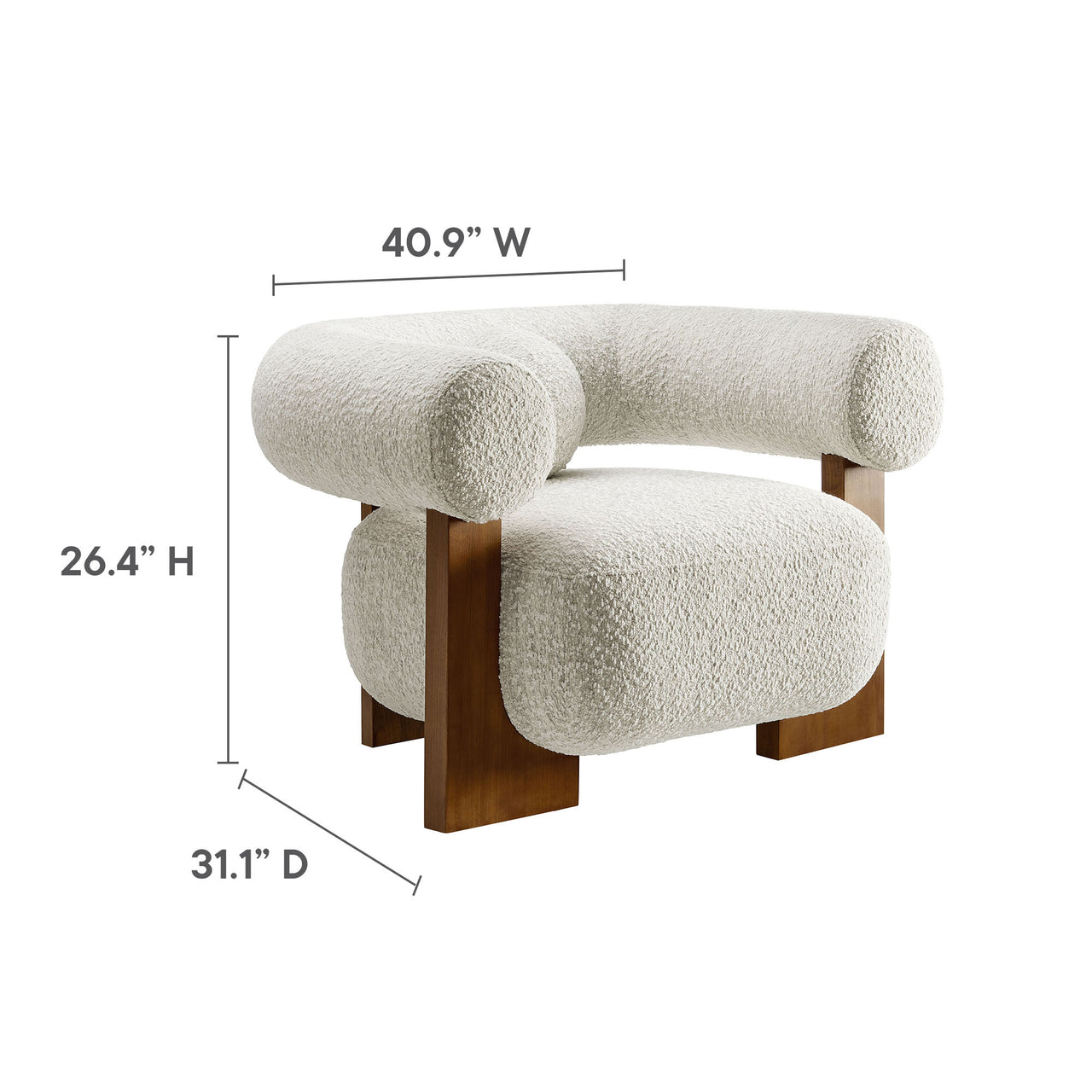Shepherd Boucle Accent Chair, Ivory