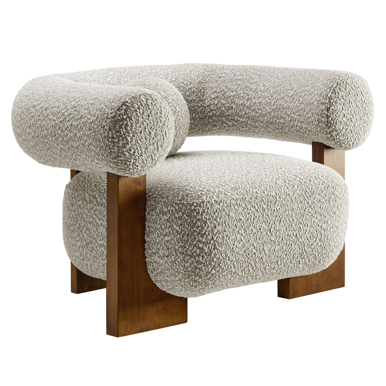 Shepherd Boucle Accent Chair, Light Gray