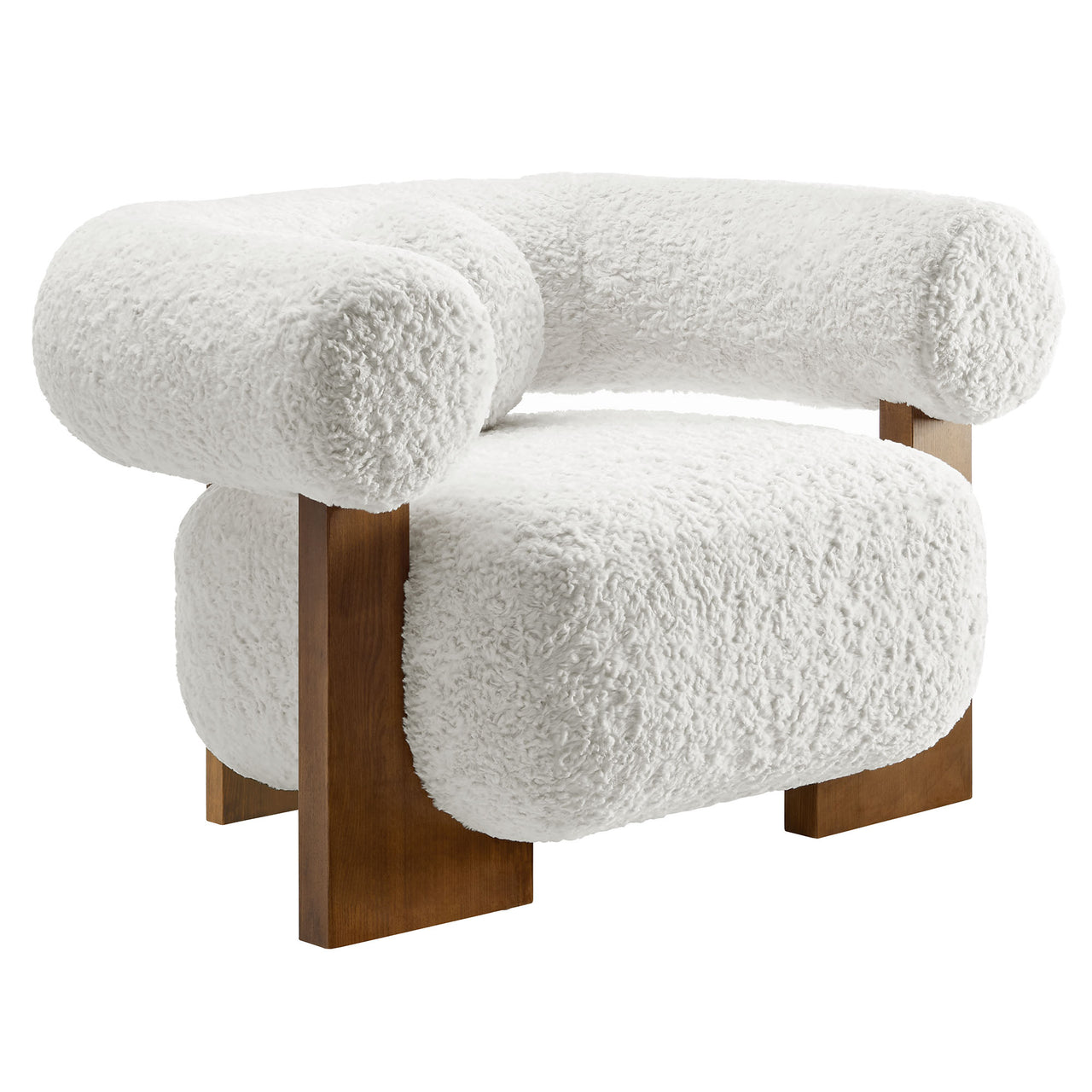 Shepherd Faux Fur Fabric Accent Chair, White