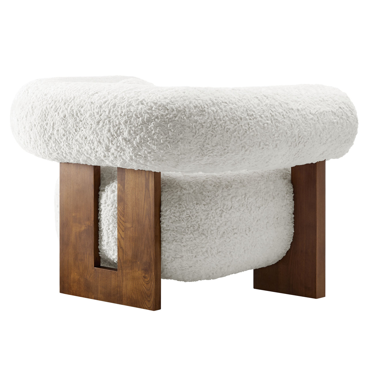 Shepherd Faux Fur Fabric Accent Chair, White