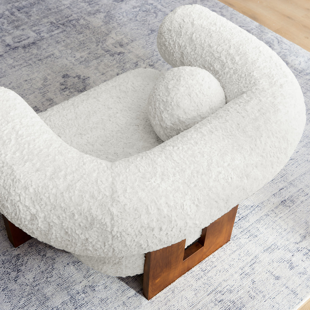 Shepherd Faux Fur Fabric Accent Chair, White