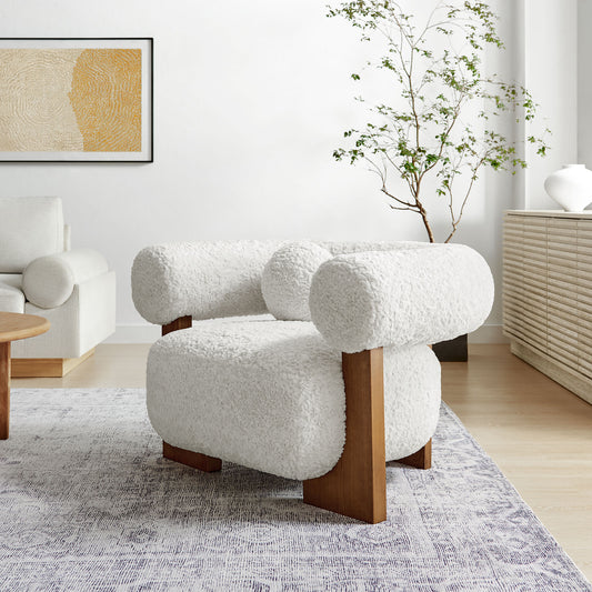 Shepherd Faux Fur Fabric Accent Chair, White