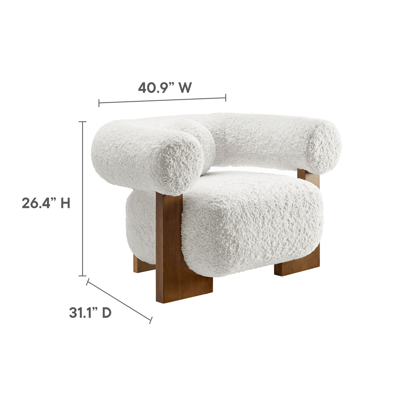 Shepherd Faux Fur Fabric Accent Chair, White
