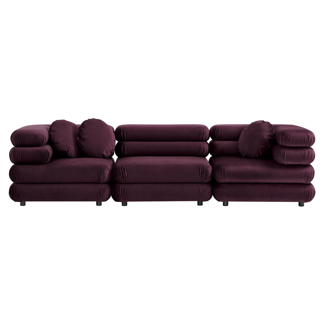 Strata 3-Piece Upholstered Velvet Modular Sectional, Wine