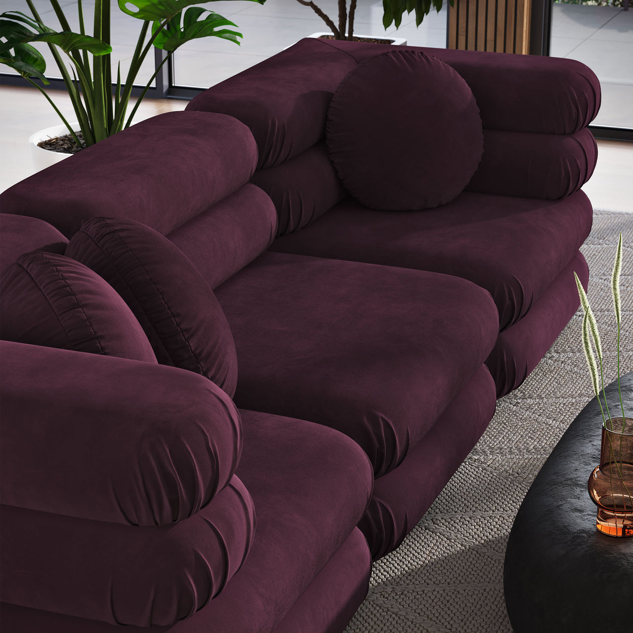 Strata 3-Piece Upholstered Velvet Modular Sectional, Wine