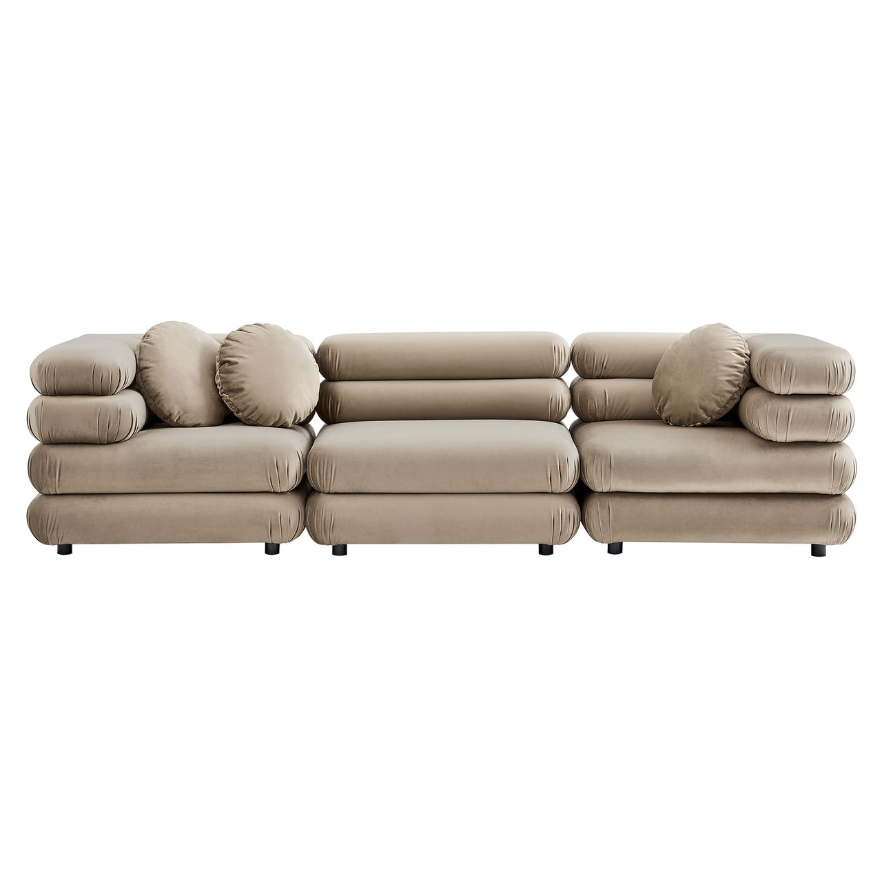 Strata 3-Piece Upholstered Velvet Modular Sectional, Taupe