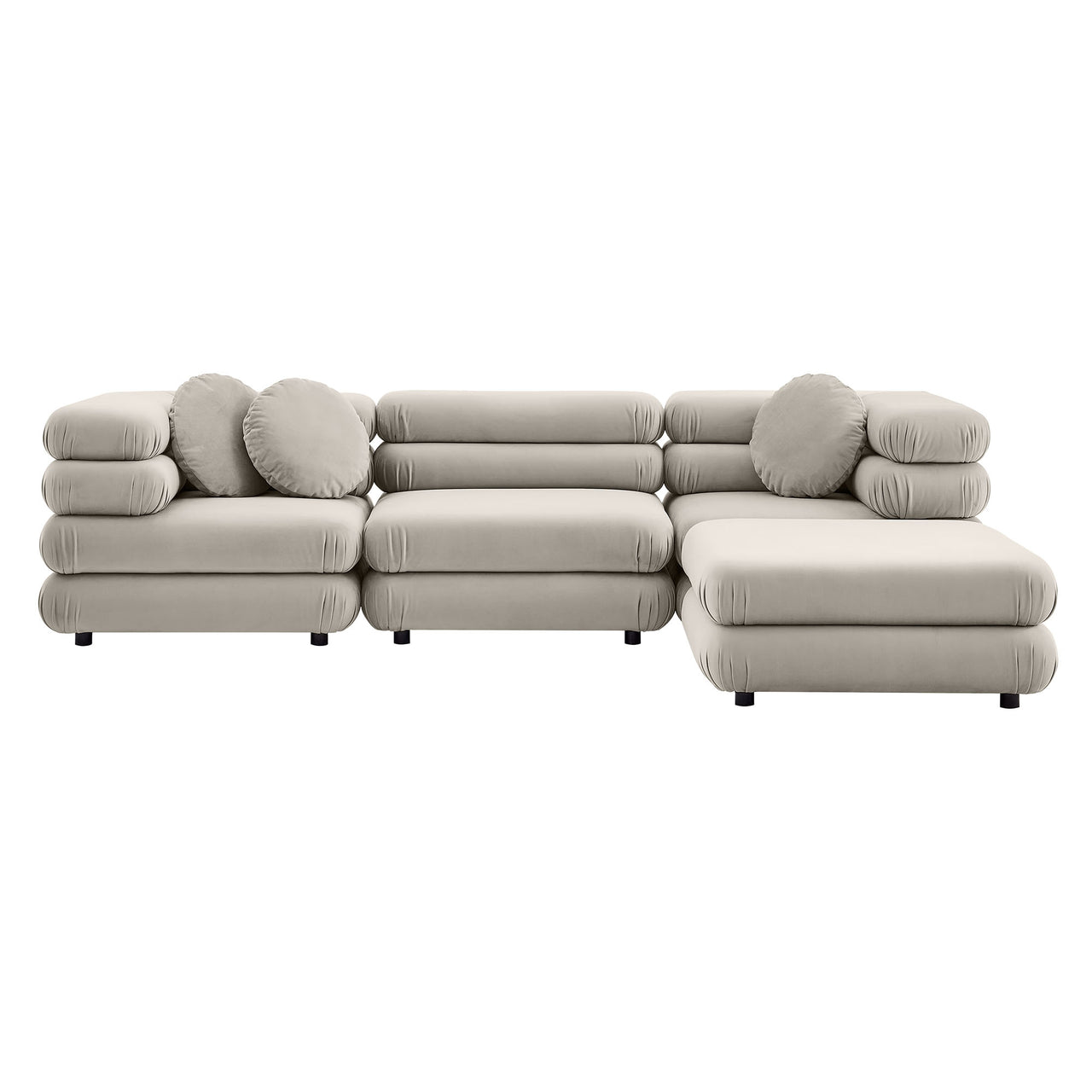 Strata 4-Piece Upholstered Velvet Modular Sectional, Almond
