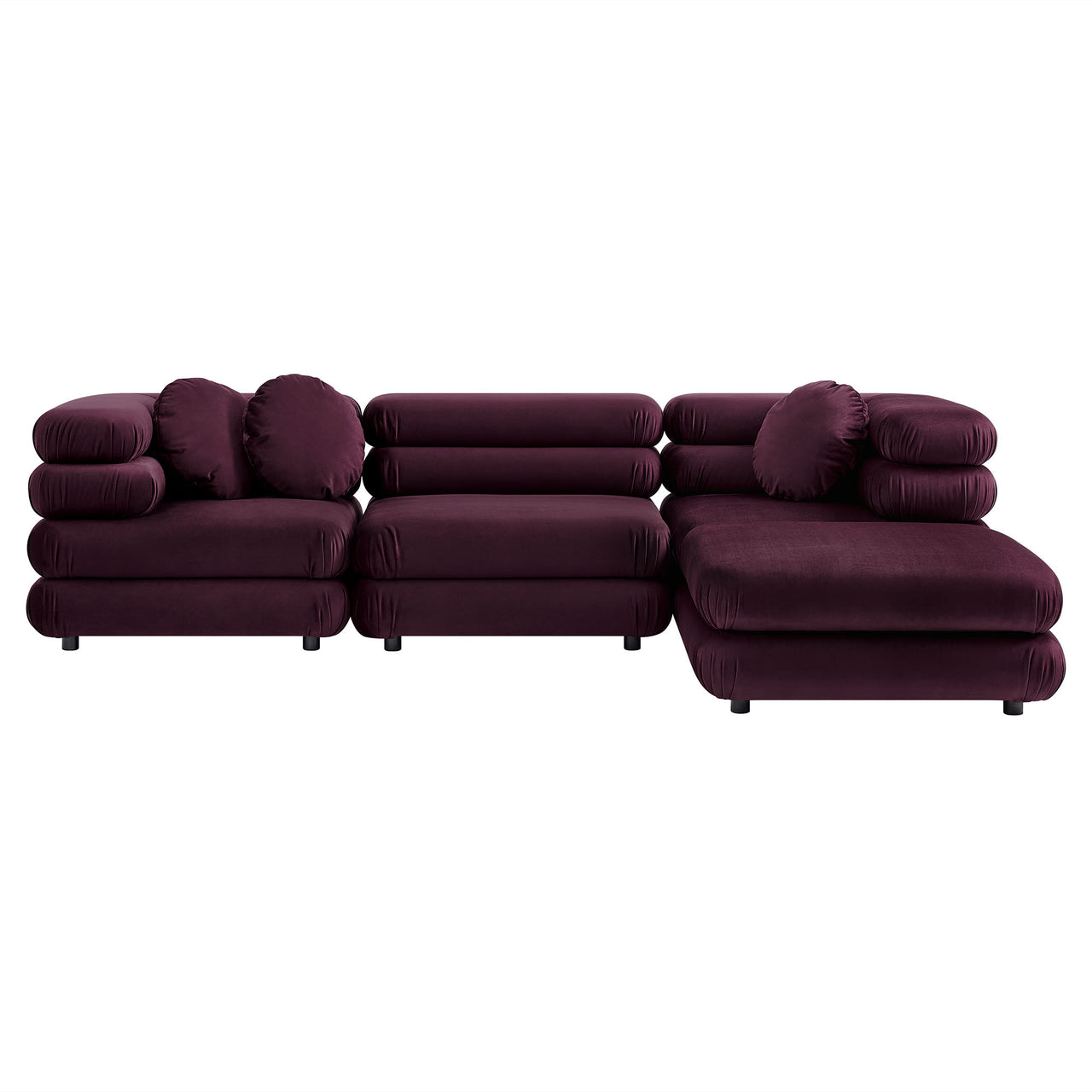 Strata 4-Piece Upholstered Velvet Modular Sectional, Wine