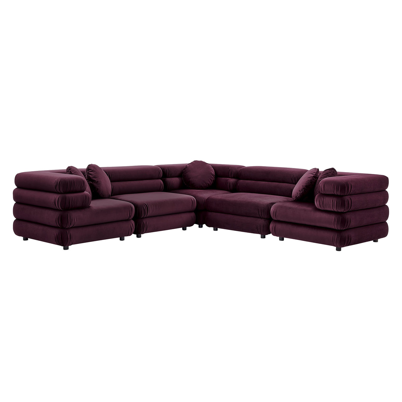 Strata 5-Piece Upholstered Velvet Modular Sectional, Wine