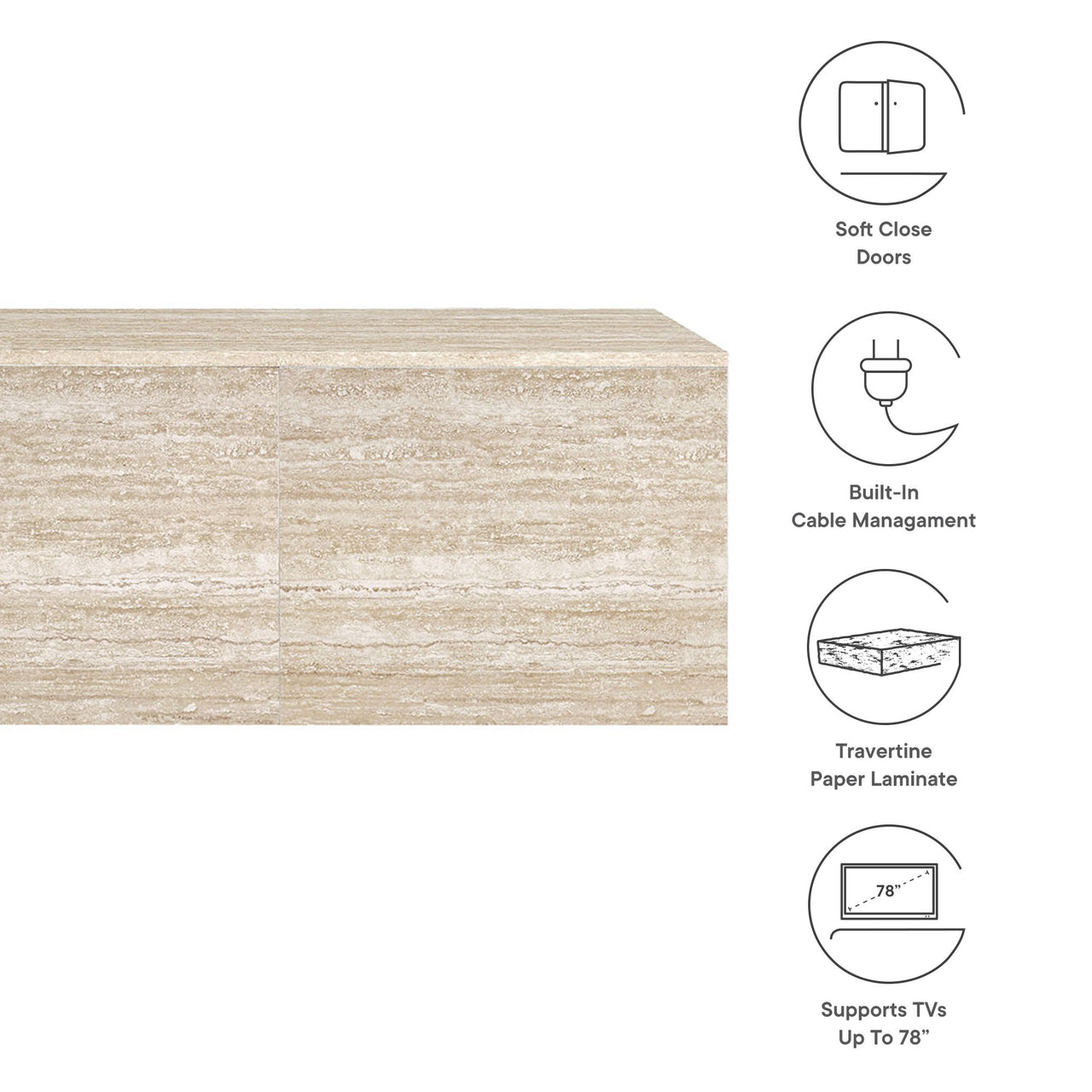 Sevielle Wall Mounted TV Stand | Cabinet, Travertine