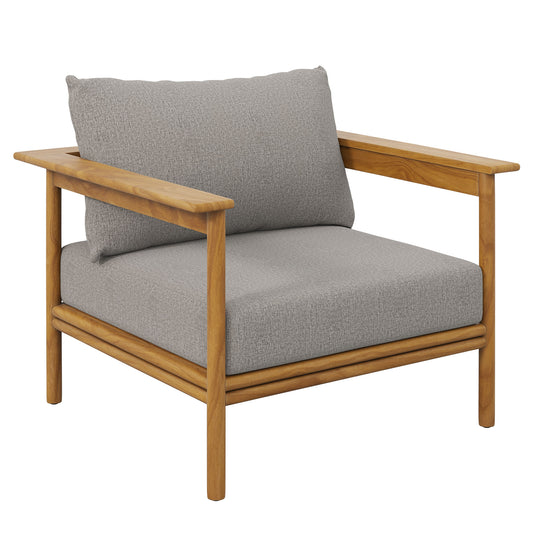 Weylan Alfresco Grade-A Teak Armchair, Natural Wood & Gray