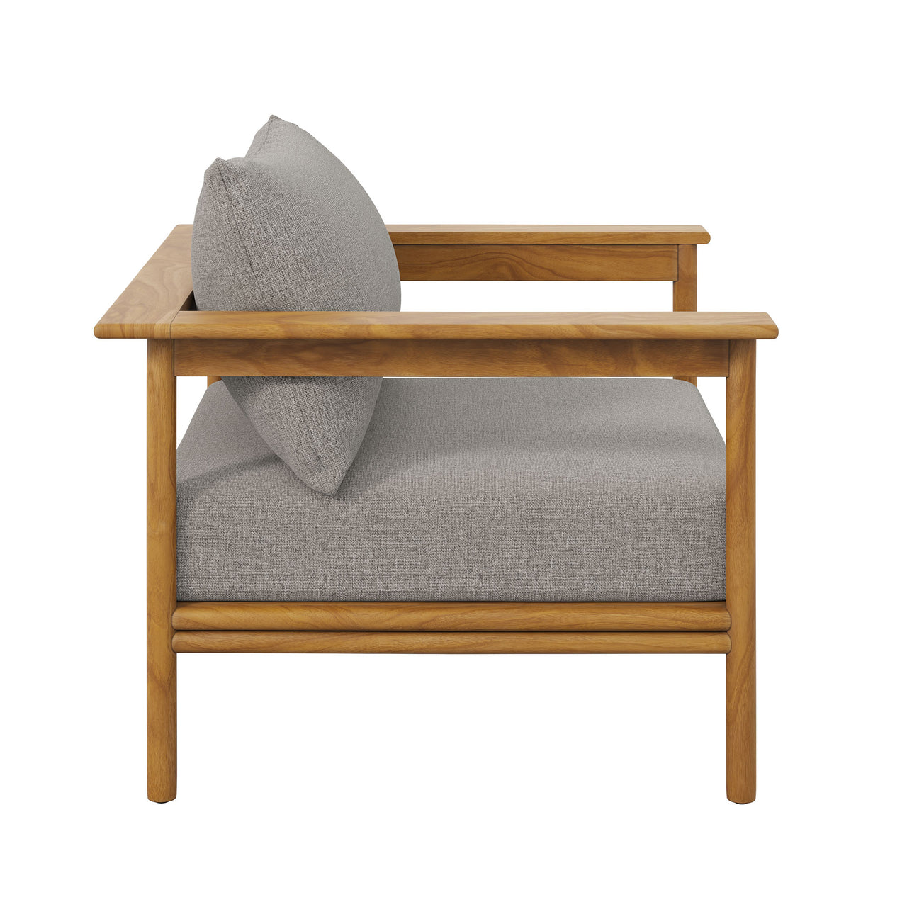 Weylan Alfresco Grade-A Teak Armchair Set of 2, Natural Wood & Gray