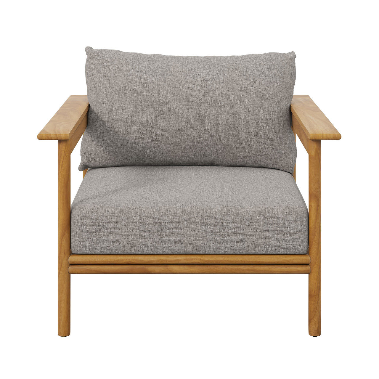 Weylan Alfresco Grade-A Teak Armchair, Natural Wood & Gray