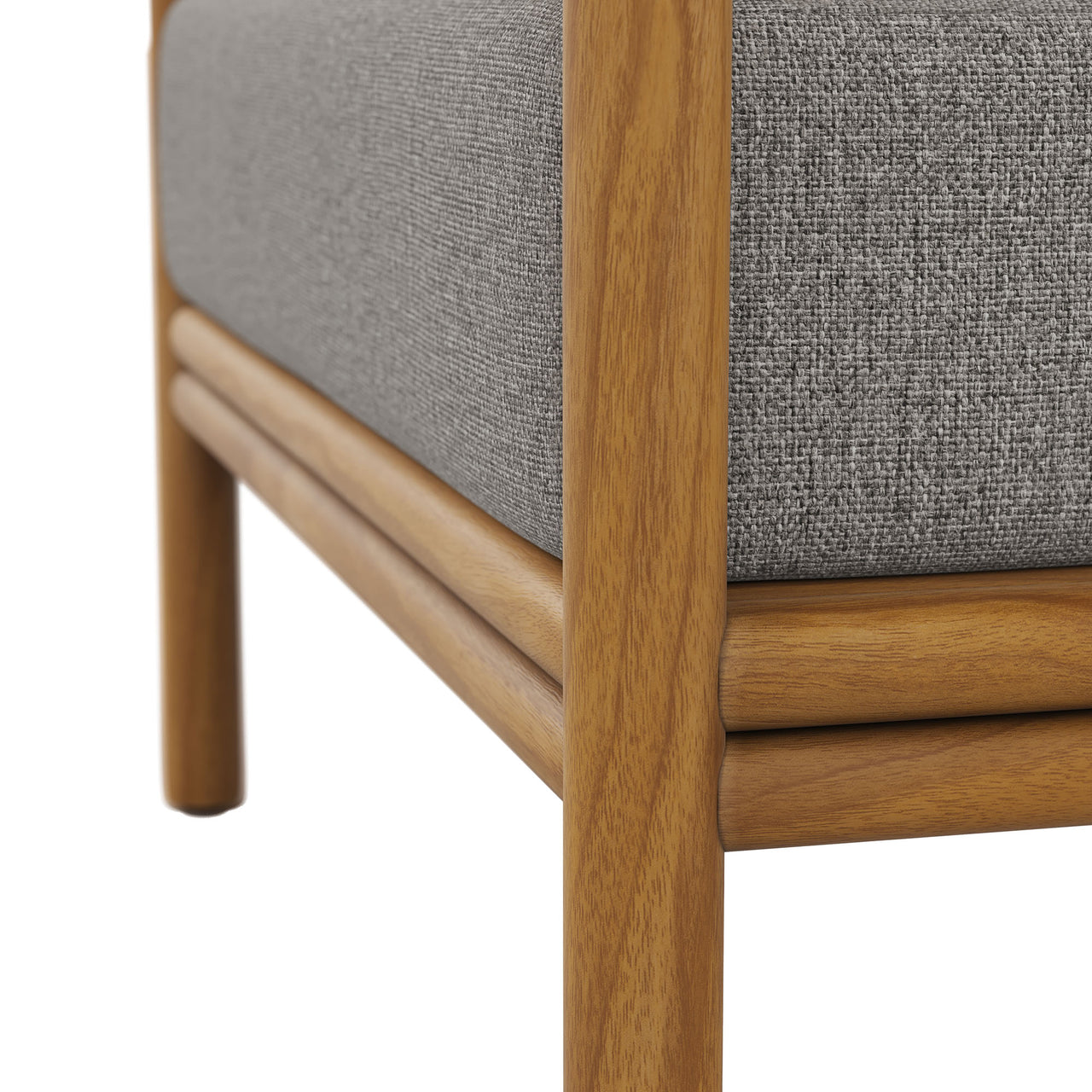 Weylan Alfresco Grade-A Teak Armchair Set of 2, Natural Wood & Gray