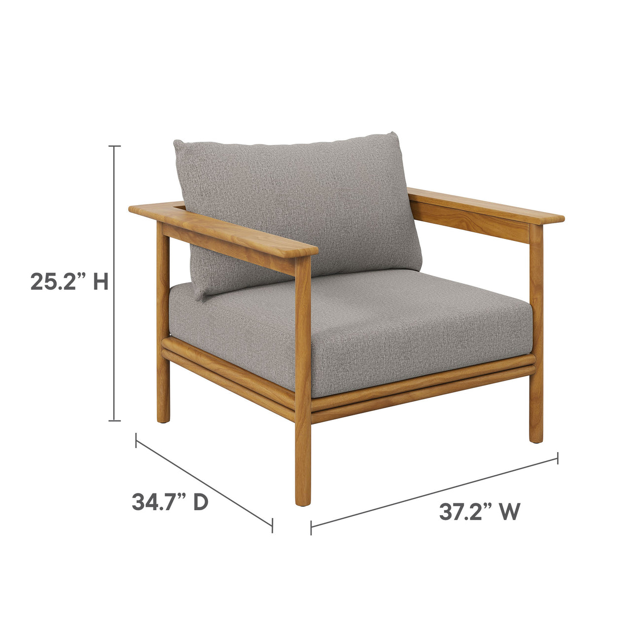 Weylan Alfresco Grade-A Teak Armchair, Natural Wood & Gray