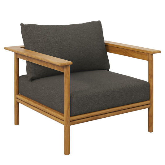 Weylan Alfresco Grade-A Teak Armchair, Natural Wood & Charcoal