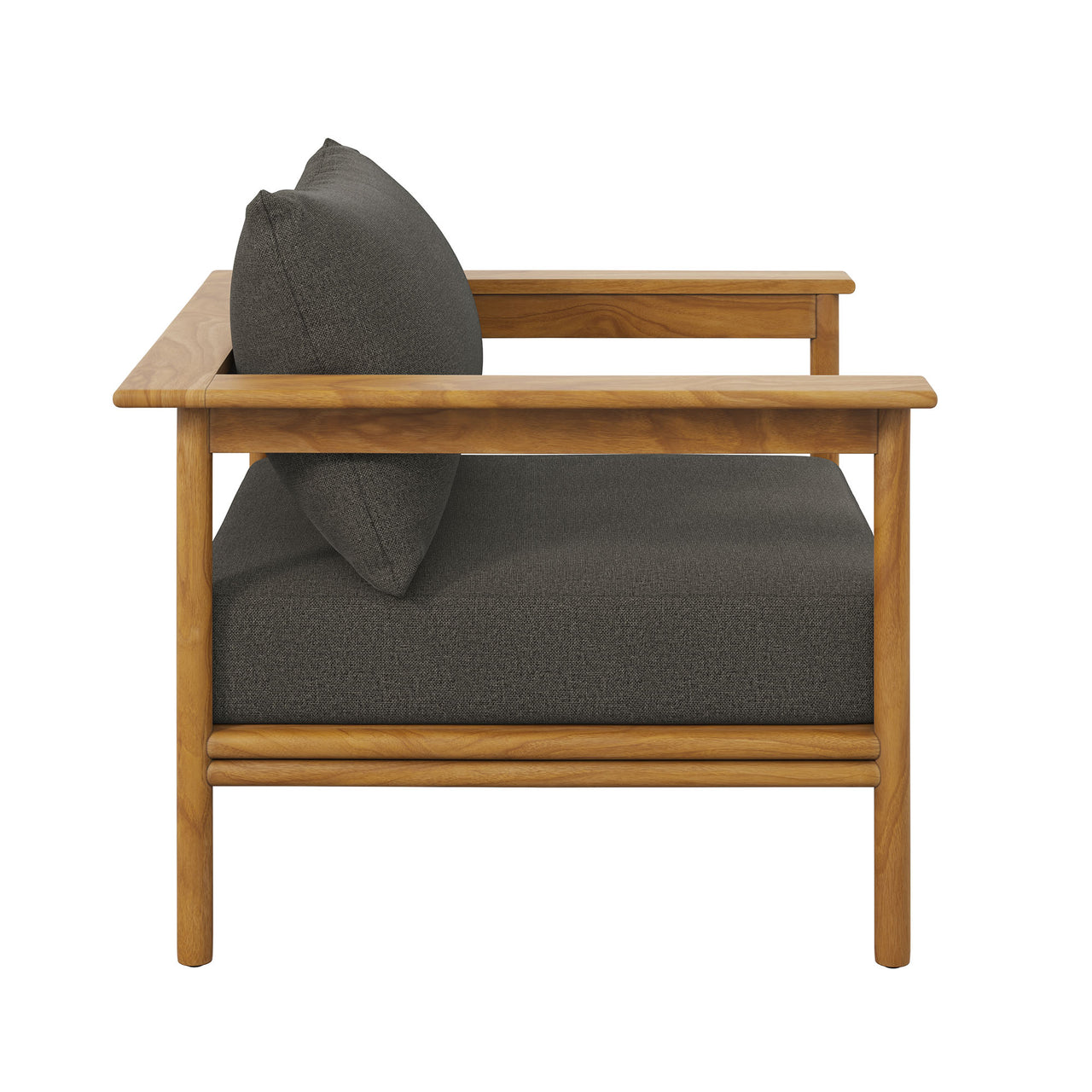 Weylan Alfresco Grade-A Teak Armchair Set of 2, Natural Wood & Charcoal