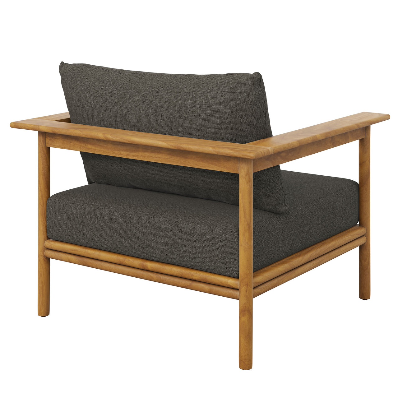 Weylan Alfresco Grade-A Teak Armchair Set of 2, Natural Wood & Charcoal
