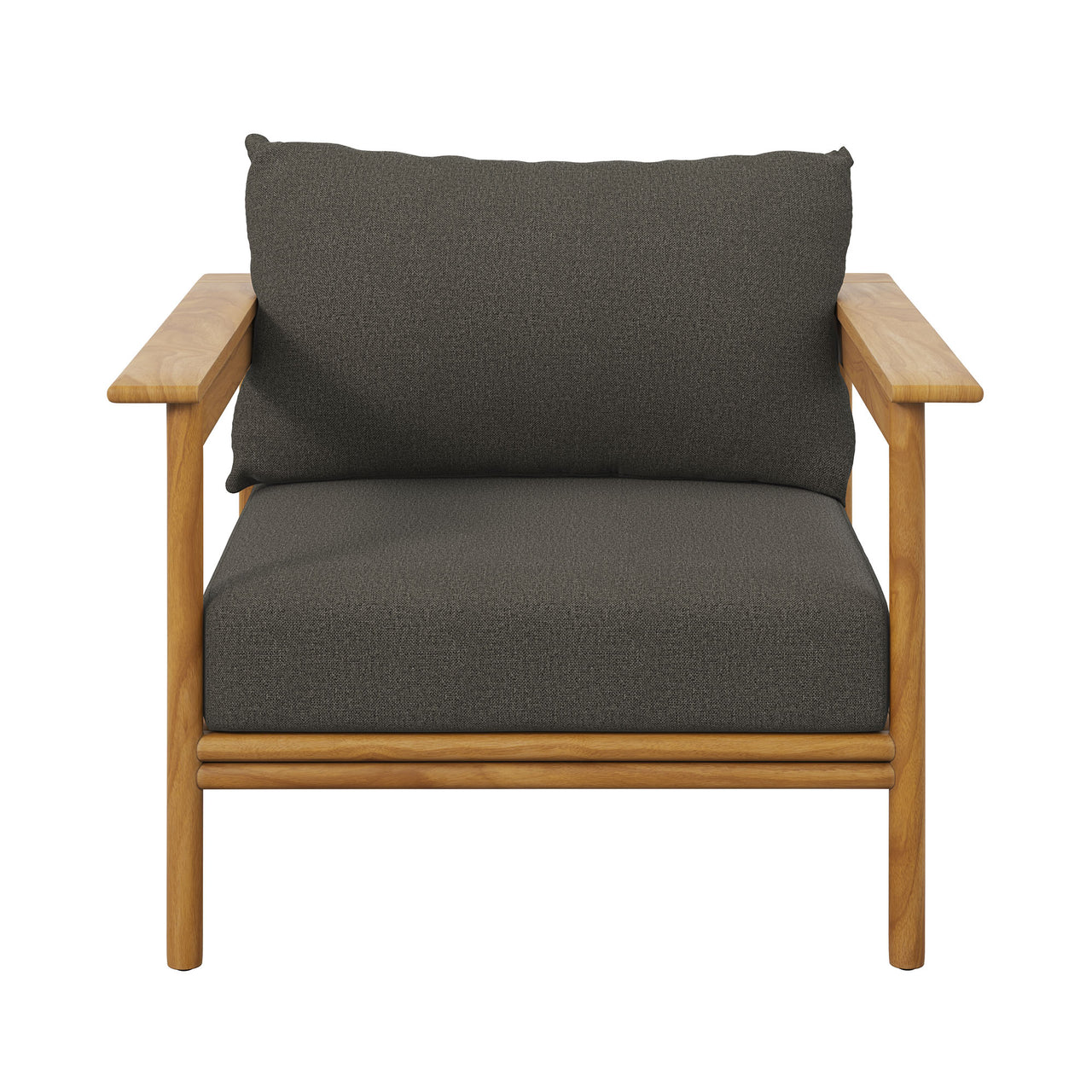 Weylan Alfresco Grade-A Teak Armchair, Natural Wood & Charcoal