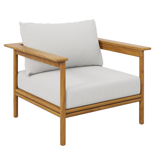 Weylan Alfresco Grade-A Teak Armchair, Natural Wood & Off-White