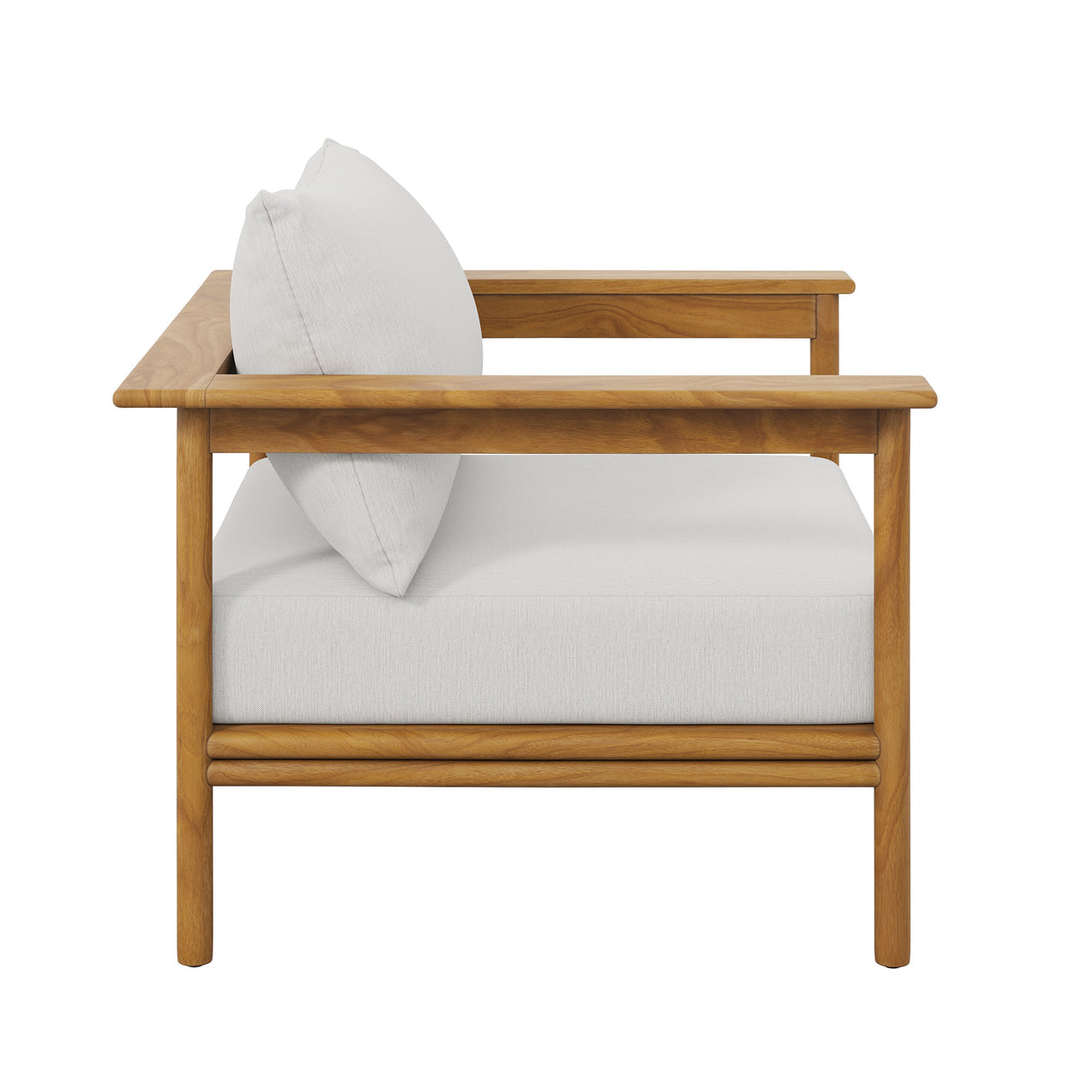Weylan Alfresco Grade-A Teak Armchair, Natural Wood & Off-White