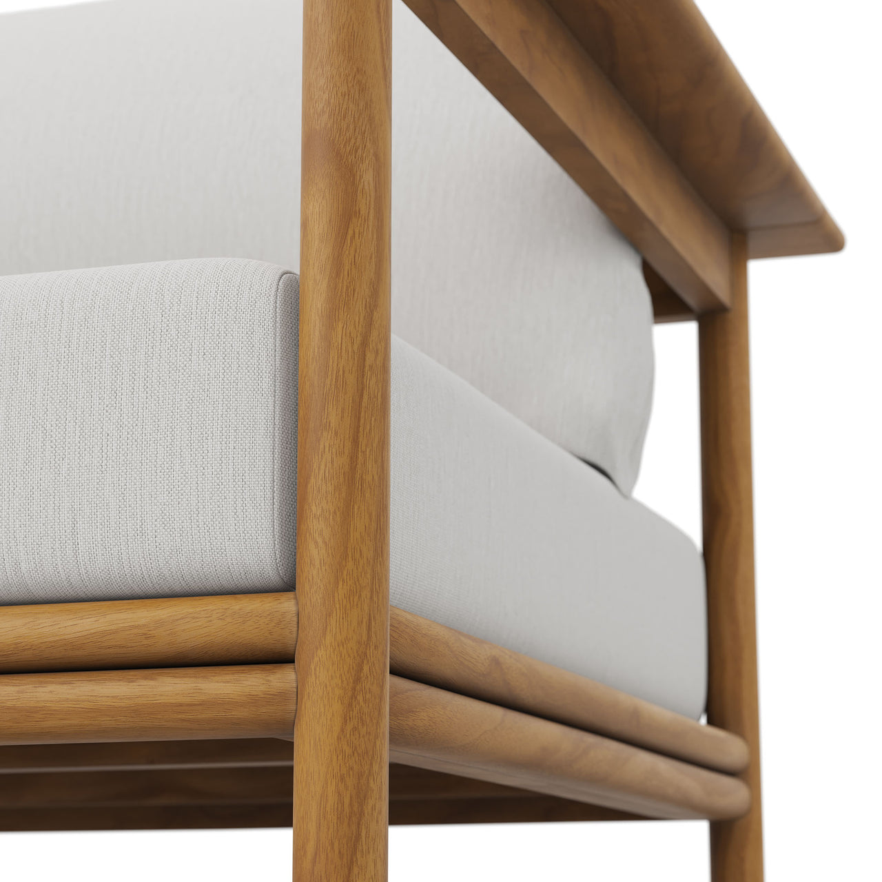 Weylan Alfresco Grade-A Teak Armchair Set of 2, Natural Wood & Off-White