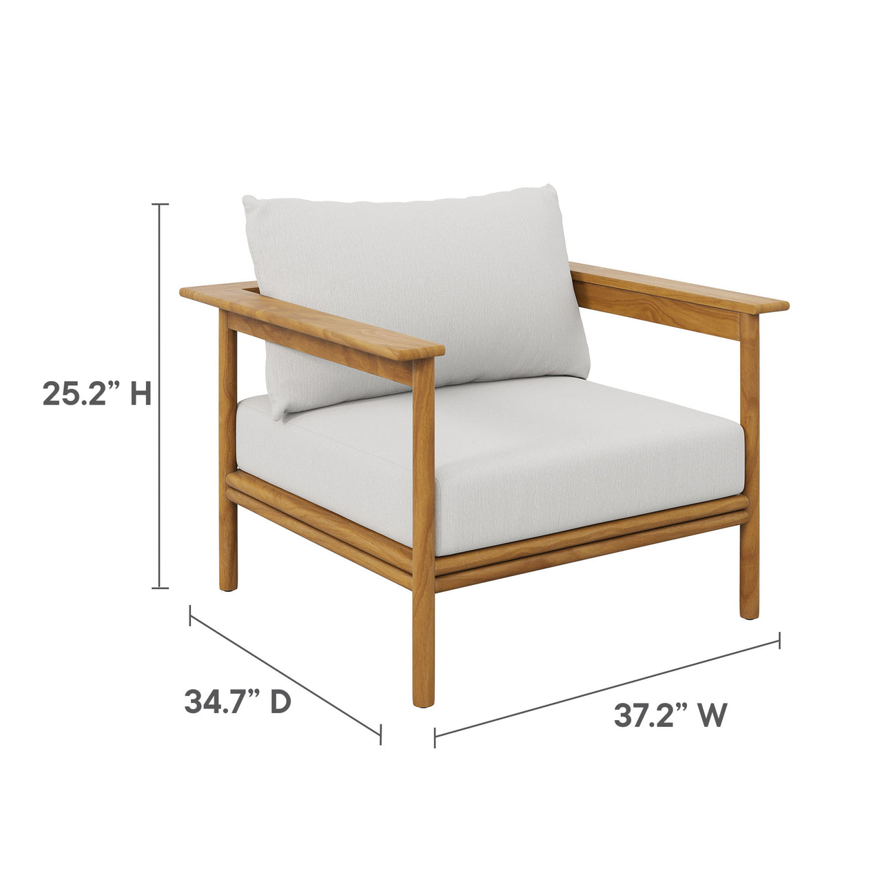 Weylan Alfresco Grade-A Teak Armchair, Natural Wood & Off-White